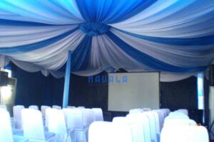 Tenda Dekorasi Nuansa Putih Biru Full Tirai Tenda Dekor Balon
