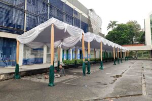 Tenda Plafon VIP Nuansa Cream & Hijau Tenda Plafon rumbai dekor