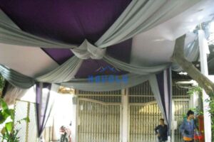 Tenda Semi Dekorasi Nuansa Putih Ungu Abu-Abu Tenda Semi Dekor