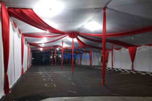 Tenda Semi Dekorasi Nuansa Putih-Biru + Tirai Tenda Semi Dekor